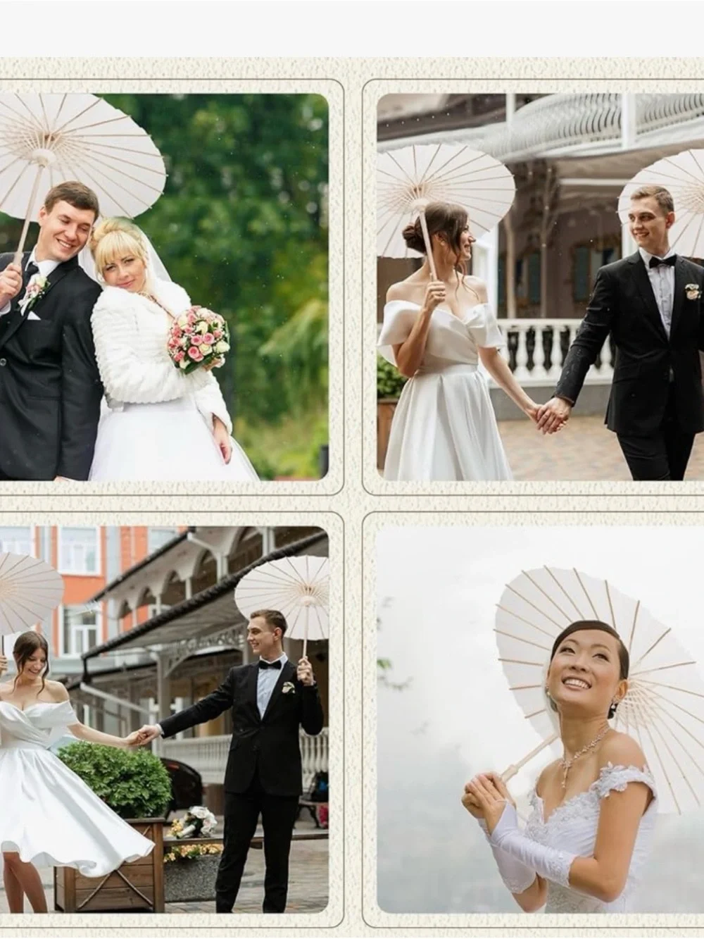Paper Parasol Wedding Umbrellas in Cream - Set of 8 - Picture 2 of 5